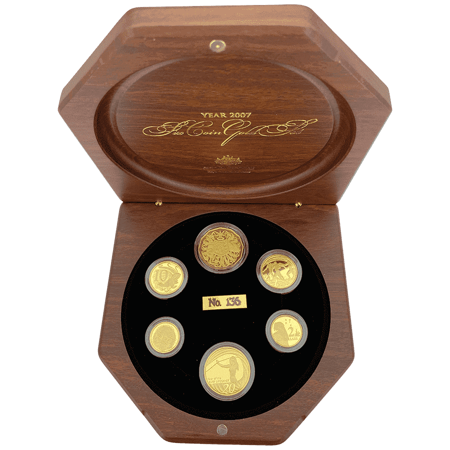 Picture of 2007 Australian Gold Six Proof Coin Set in Wooden Box