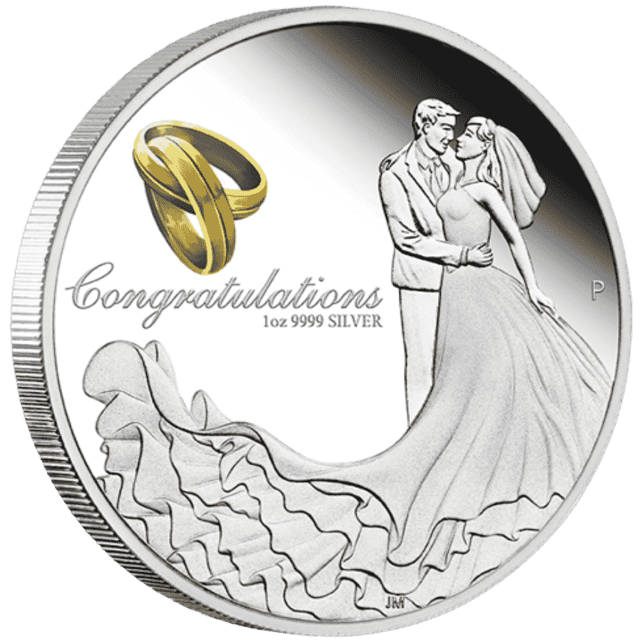 Picture of 2022 1oz Australian Congratulations on Your Wedding Silver Coin in Presentation Box