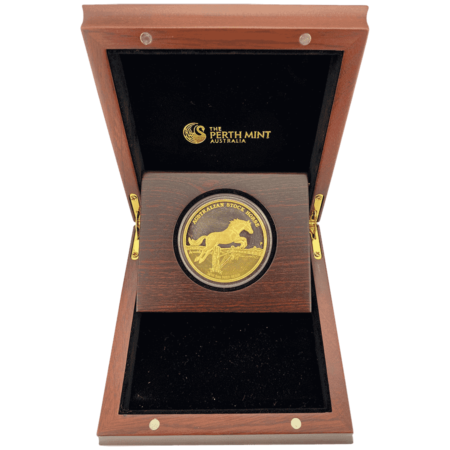 Picture of 2016 5oz The Australian Stockhorse Proof Gold Coin in Wooden Box