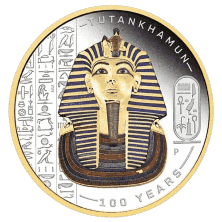 Picture of 2022 2oz Australian Tutankhamun Discovery Silver Proof Coin in presentation box