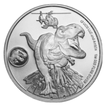 Picture of 2022 1oz  Jurassic World Domination T-Rex Chase Silver Coin