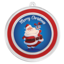 Picture of 1oz Blue Merry Christmas Santa Silver Colorized Round