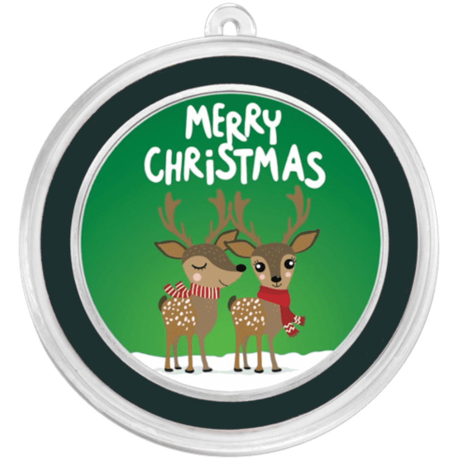 Picture of 1oz Merry Christmas Reindeer Silver Colorized Round
