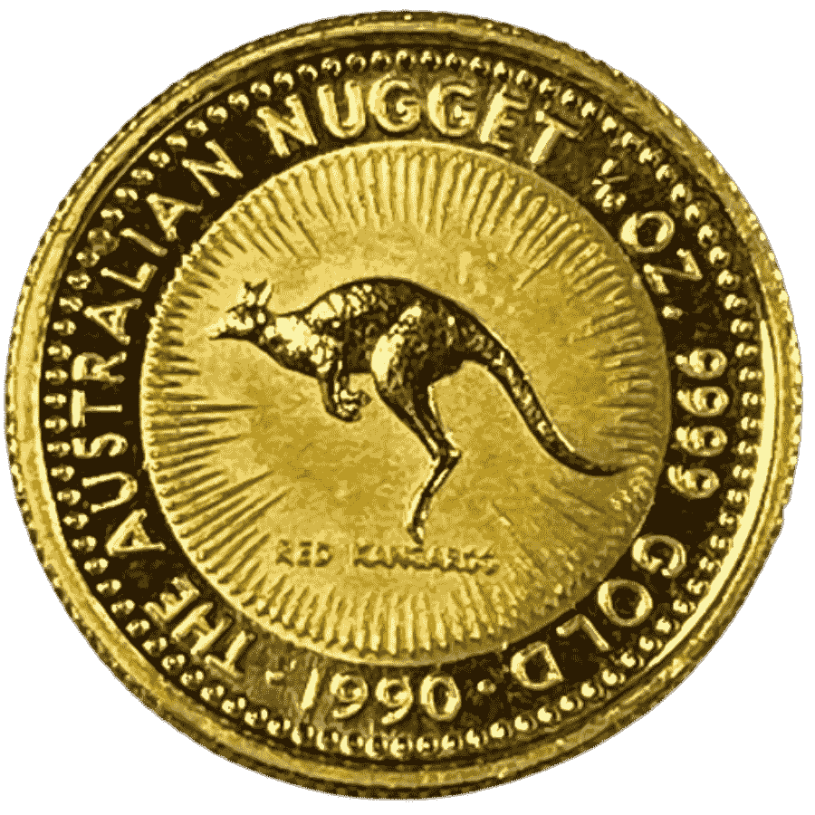 Picture of 1990 1/10th oz Australian Nugget Gold Coin - Red Kangaroo
