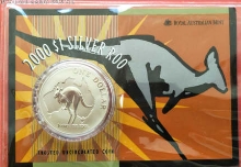 Picture of 2000 1oz Silver Kangaroo Uncirculated Frosted Coin in Presentation Sleeve