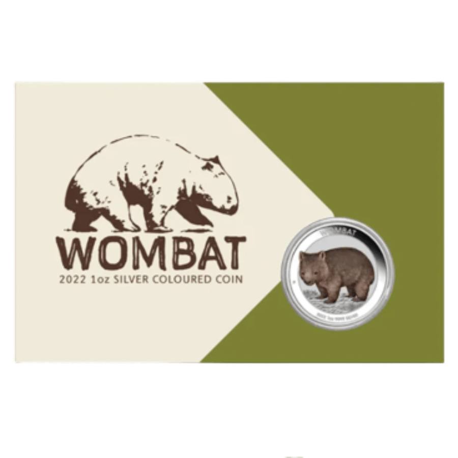 Picture of 2022 1oz Wombat Silver Coloured Proof Coin In presentation sleeve