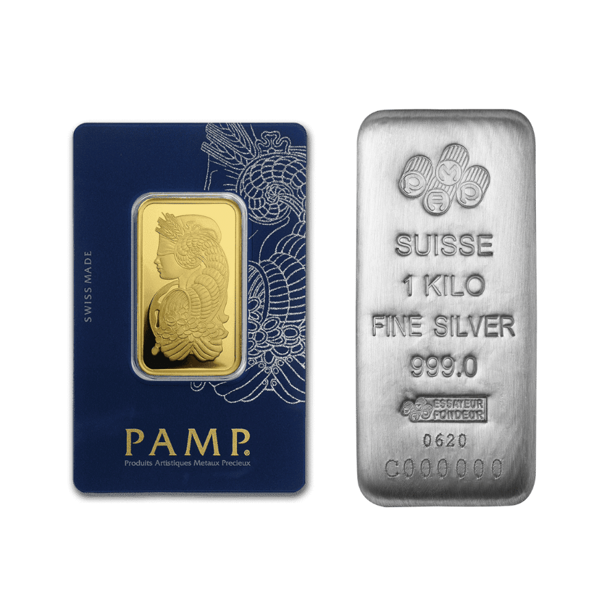 Picture of Golden Fortune & Silver Foundation Set – 1oz PAMP Fortuna Gold Bar & 1kg PAMP Silver Bar