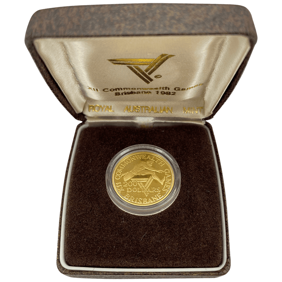 Picture of 1982 Australian 10g $200 Commonwealth Games Proof Gold Coin in Presentation Box