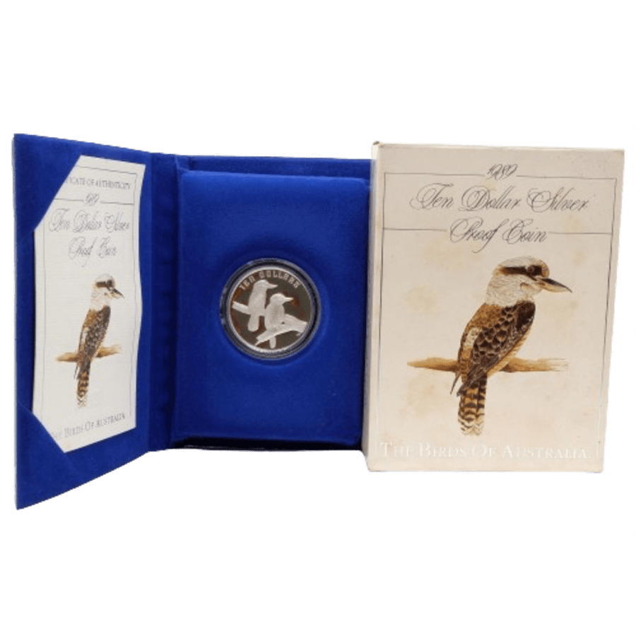 Picture of 1989 $10 Birds of Australia - Kookaburra Silver Proof Coin in Presentation Box